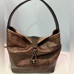 Dooney & Bourke Y2K era Croc-Embossed Leather Shoulder Bag